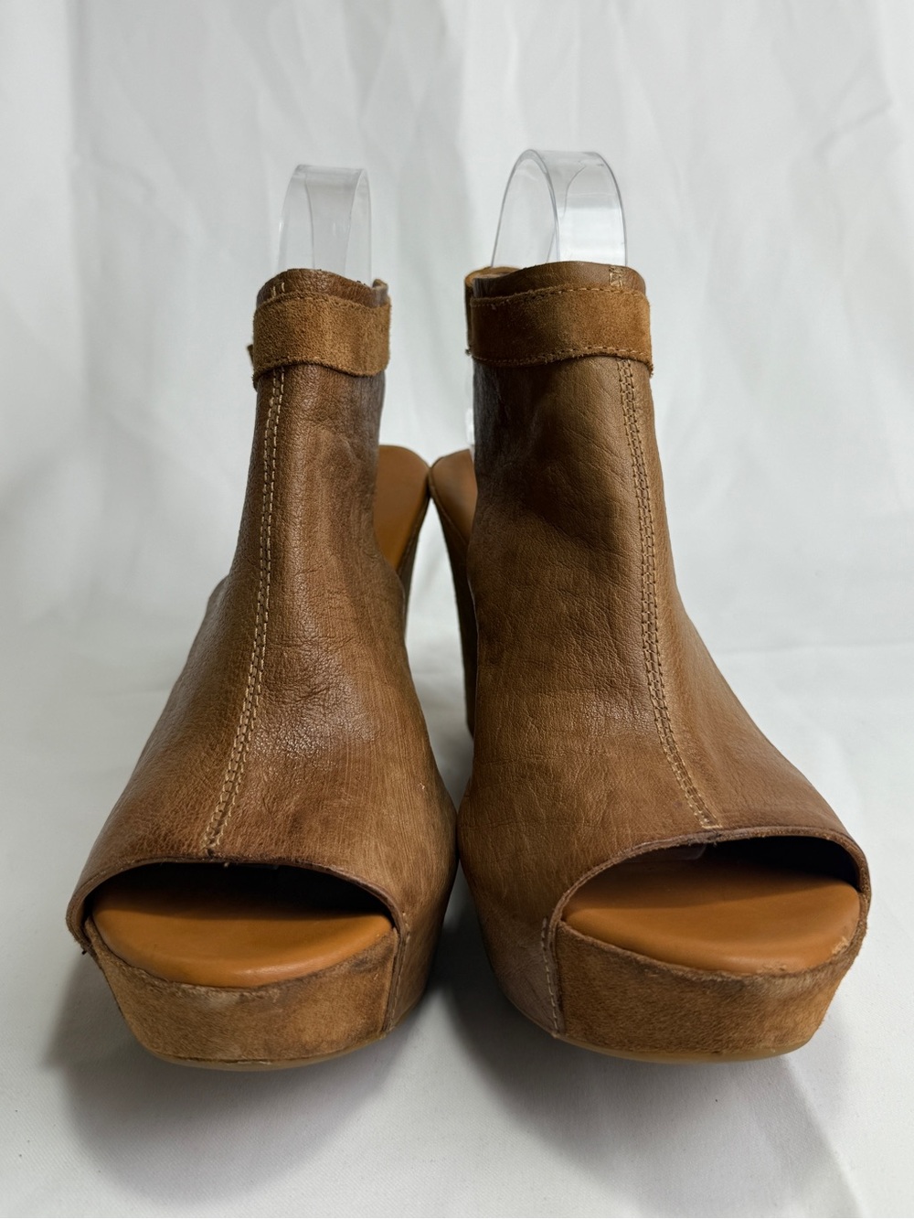 Kork-Ease Womens Berit Wedge Tan Brown Leather Sandal Sleek Platform Heel 9 - Picture 6 of 10